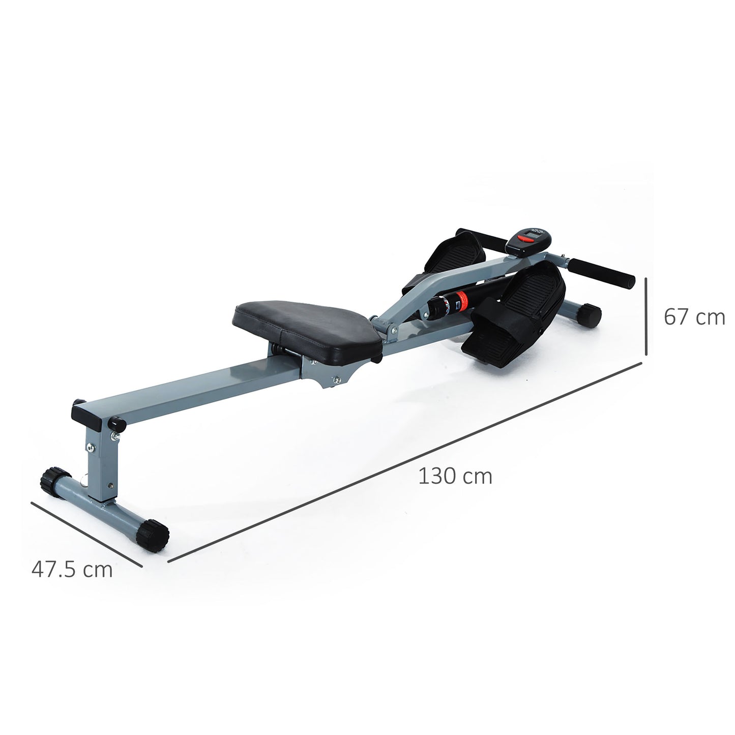 HOMCOM Rowing Machine Rower Workout Trainer W/ Monitor-Grey/Black