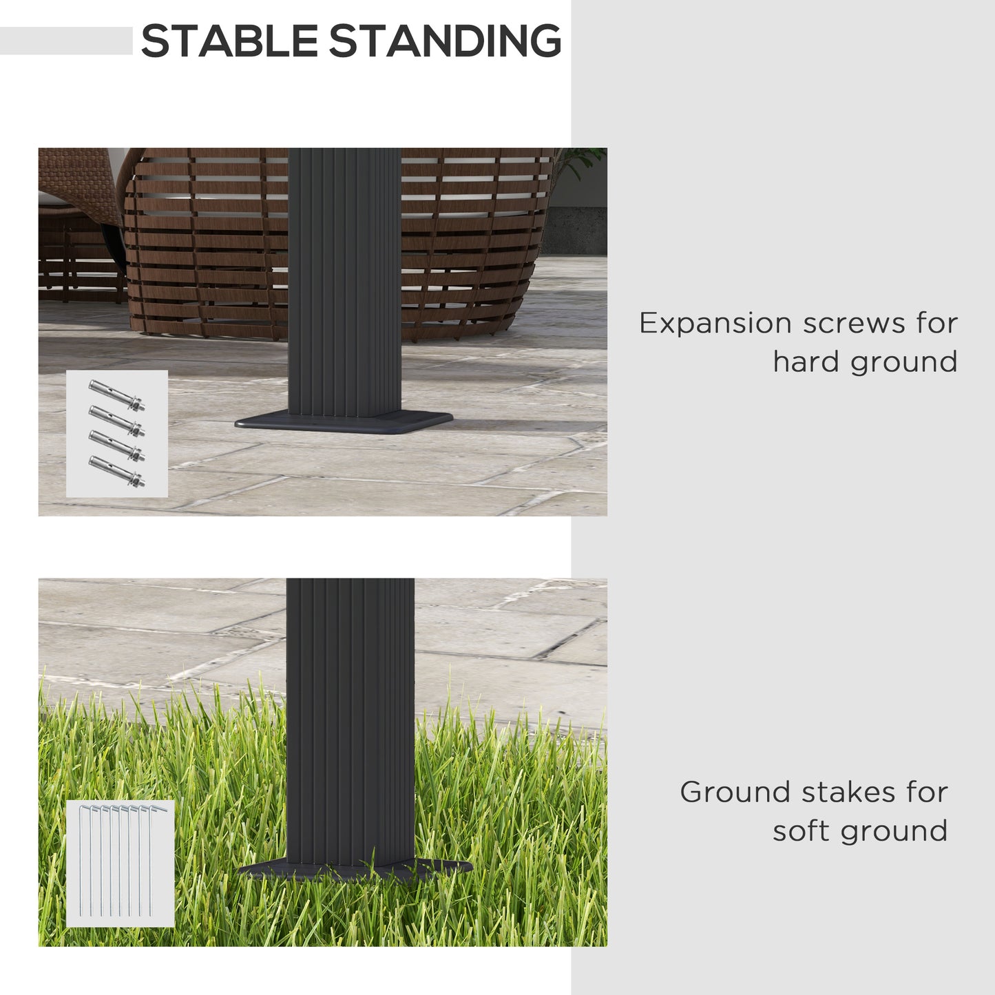 Outsunny 3 x 3(m) Aluminium Pergola, with Retractable Roof - Dark Grey