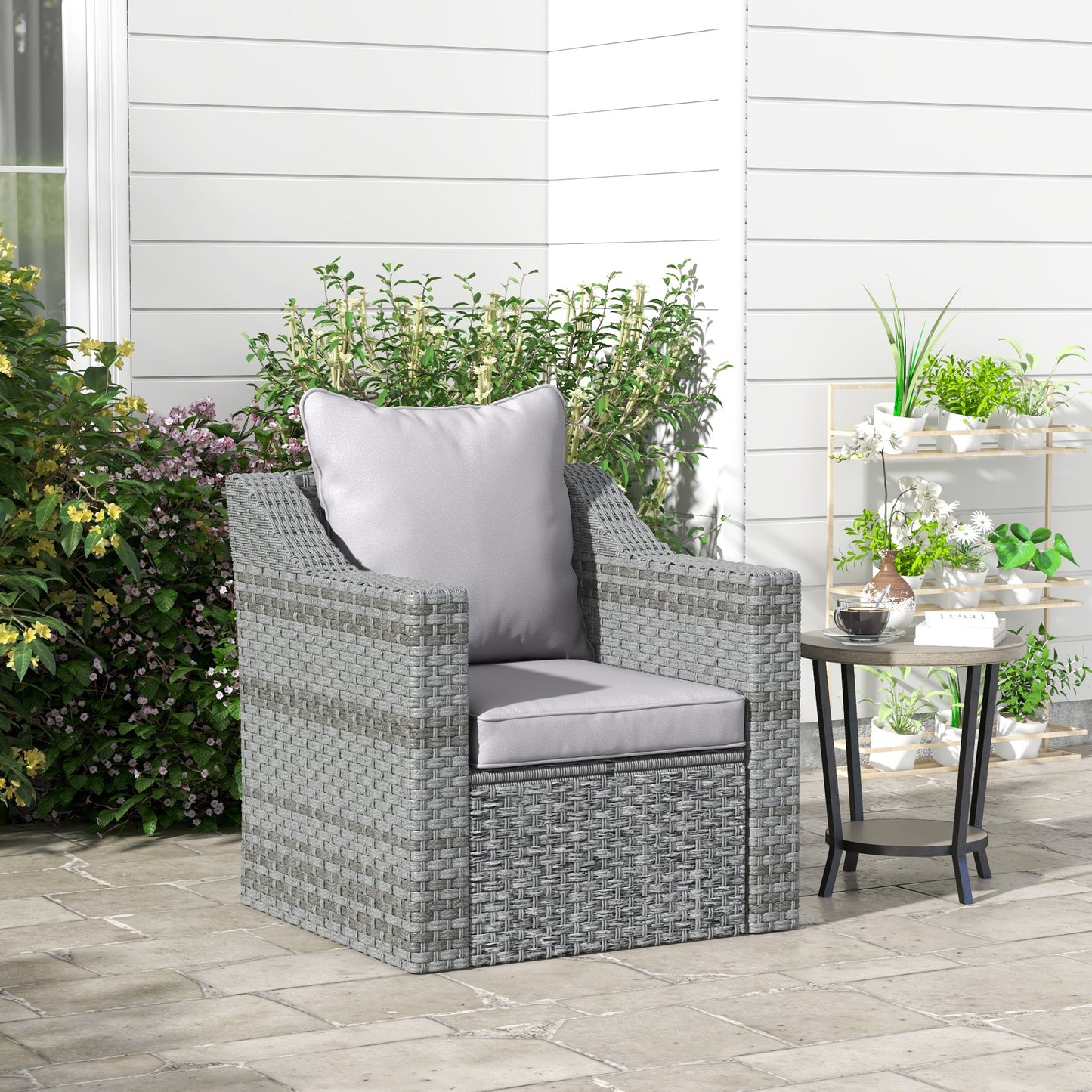 Outsunny 1-Piece Back and Seat Cushion Pillow Replacement, Patio Chair Cushion Set for Indoor Outdoor, Light Grey