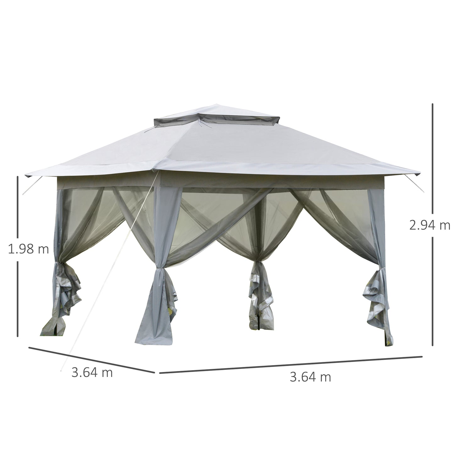 Outsunny 3.6 x 3(m) Foldable Pop-up Party Tent Instant Canopy Sun Shade Gazebo Shelter Steel Frame Oxford w/ Roller Bag