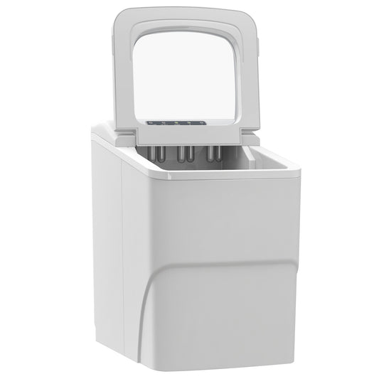 HOMCOM Ice Maker Machine, Self-Cleaning Ice Cube Maker with LCD Screen, 9 Cubes Ready in 8 Mins, 12kg in 24Hrs - White