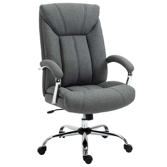 Vinsetto Swivel Chair w/ Linen Fabric, Adjustable Height, Armrests, Swivel Wheels, Grey