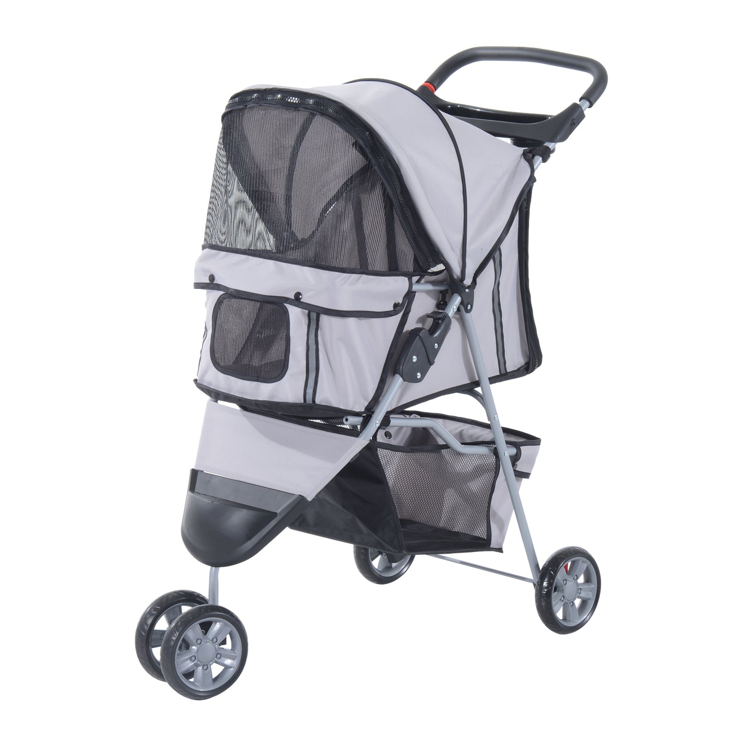 PawHut Dogs Oxford Cloth Three Wheel Pram Grey - Suitable for Small Pets