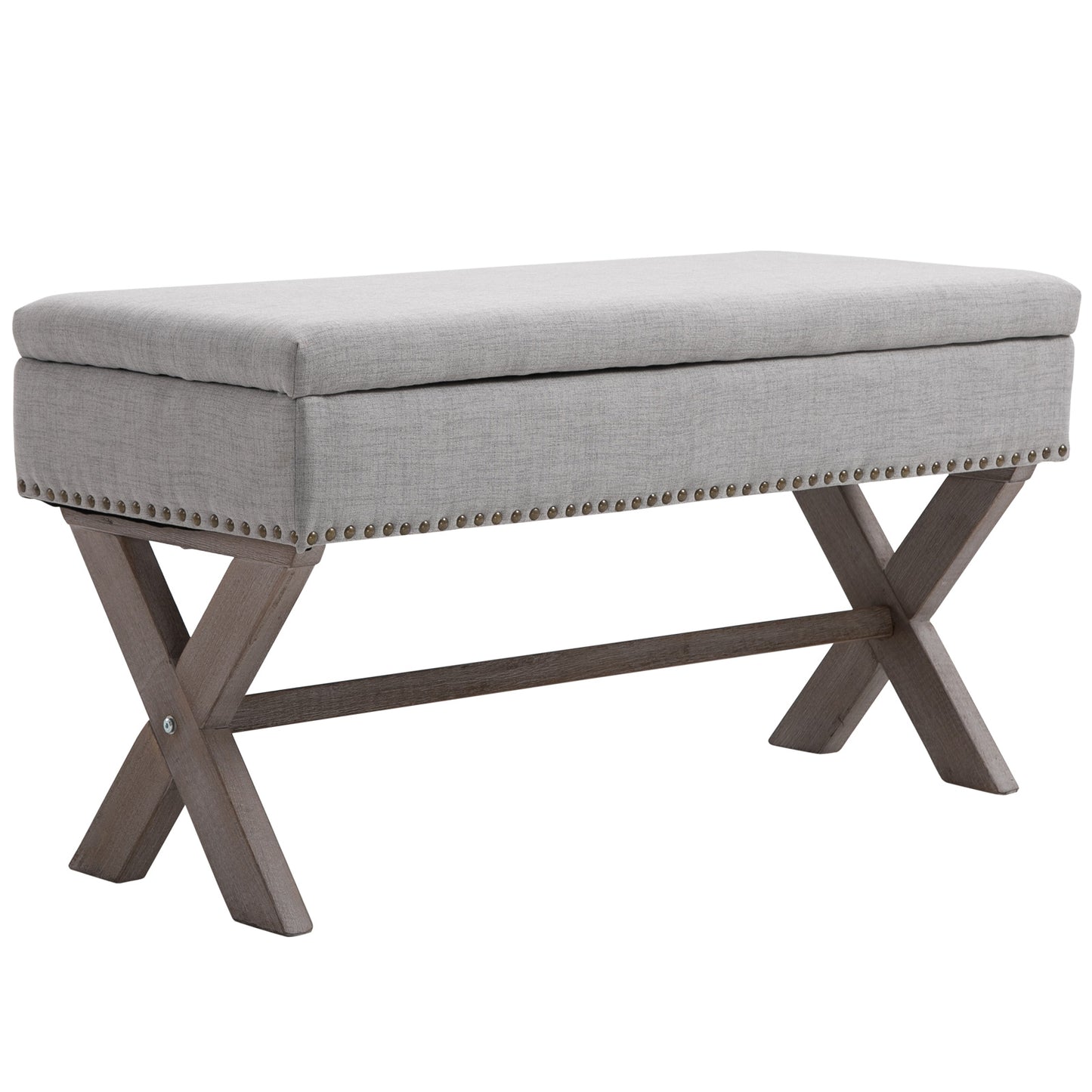 HOMCOM Storage Ottoman Bench Footstool Ottoman Polyester Upholstered Grey