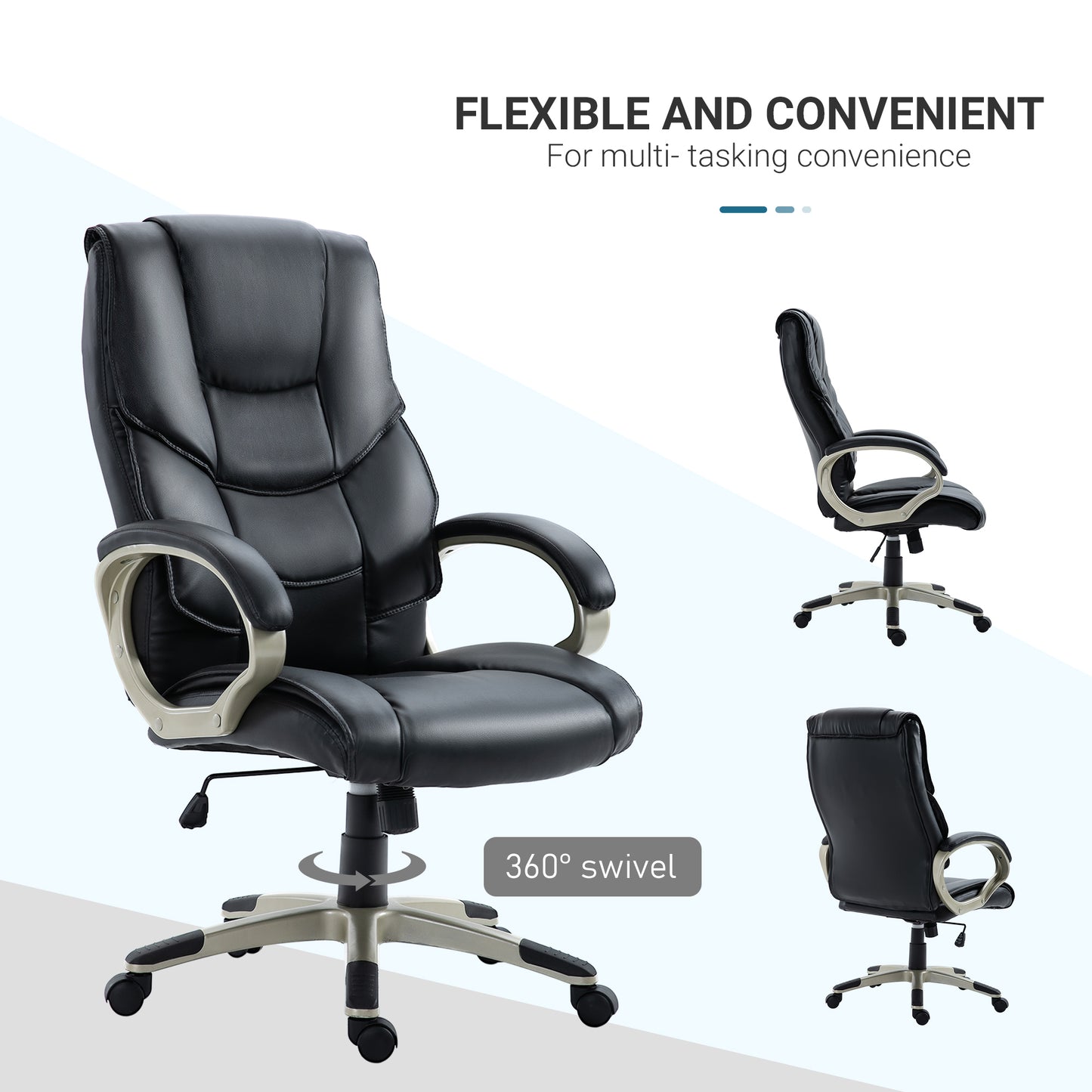 HOMCOM PU Leather Ergonomic Executive Office Desk Chair Black