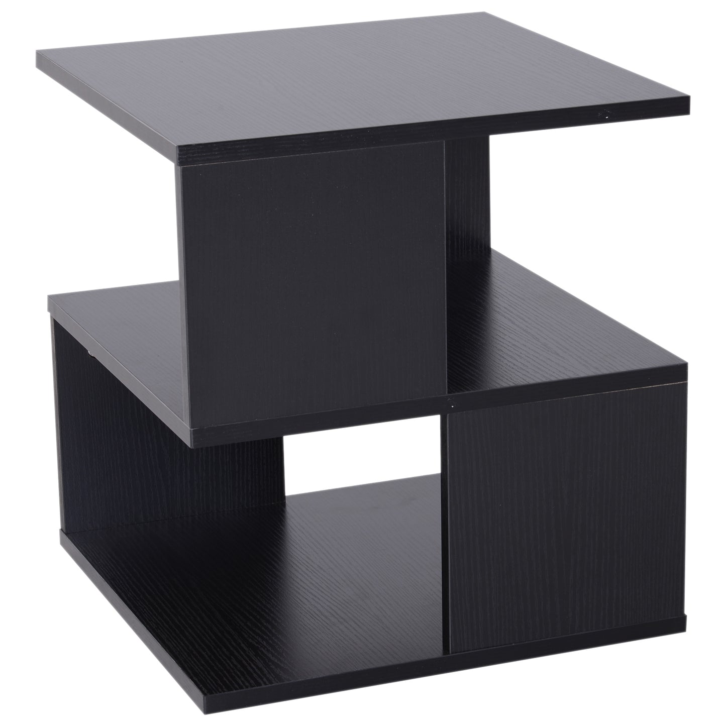 HOMCOM 2-Tier Side Table, 40Lx40Wx43H cm-Black