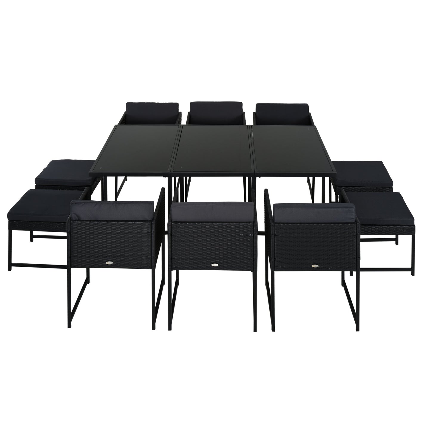Outsunny PE Rattan 10-Seater Garden Furniture Set Grey/Black