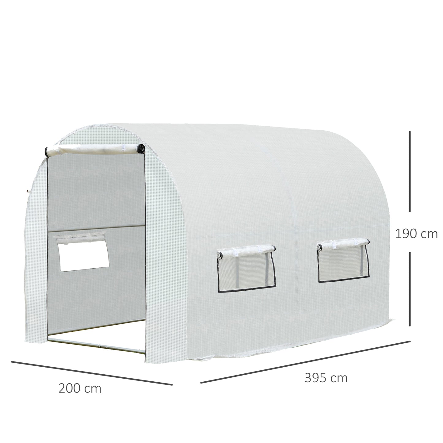 Outsunny Walk-in Polytunnel Lage Greenhouse PE Cover with  Roll-Up Doors and Windows