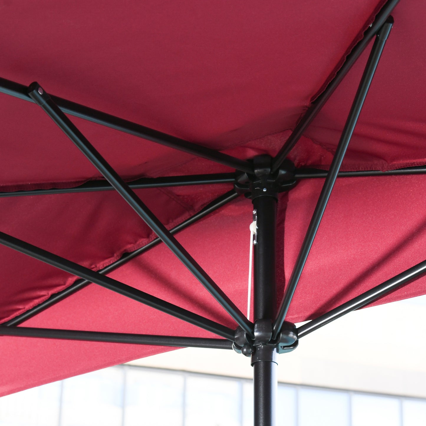 Outsunny 2.3m Half Round Parasol Umbrella Balcony Metal Frame Outdoor NO BASE Green