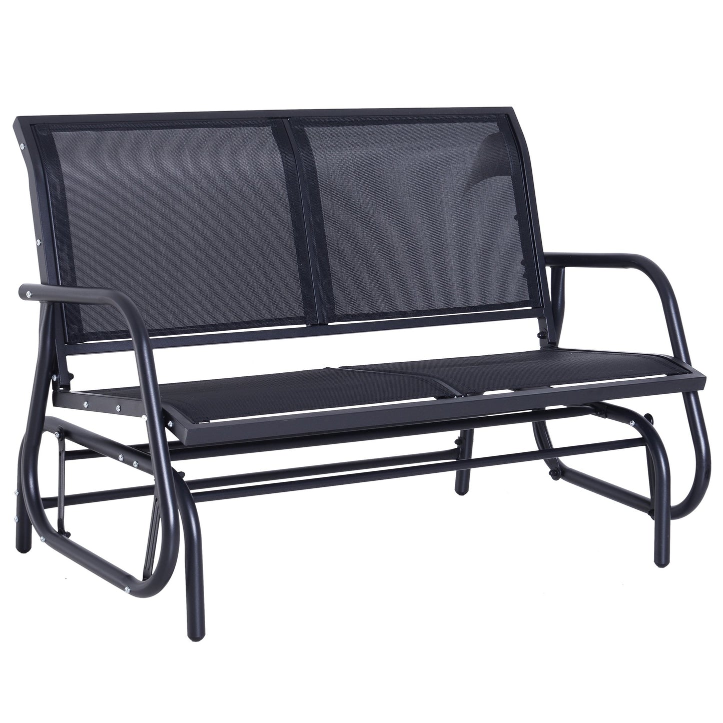 Outsunny Swing Chair Outdoor Textilene Swing Bench Double Seat-Black