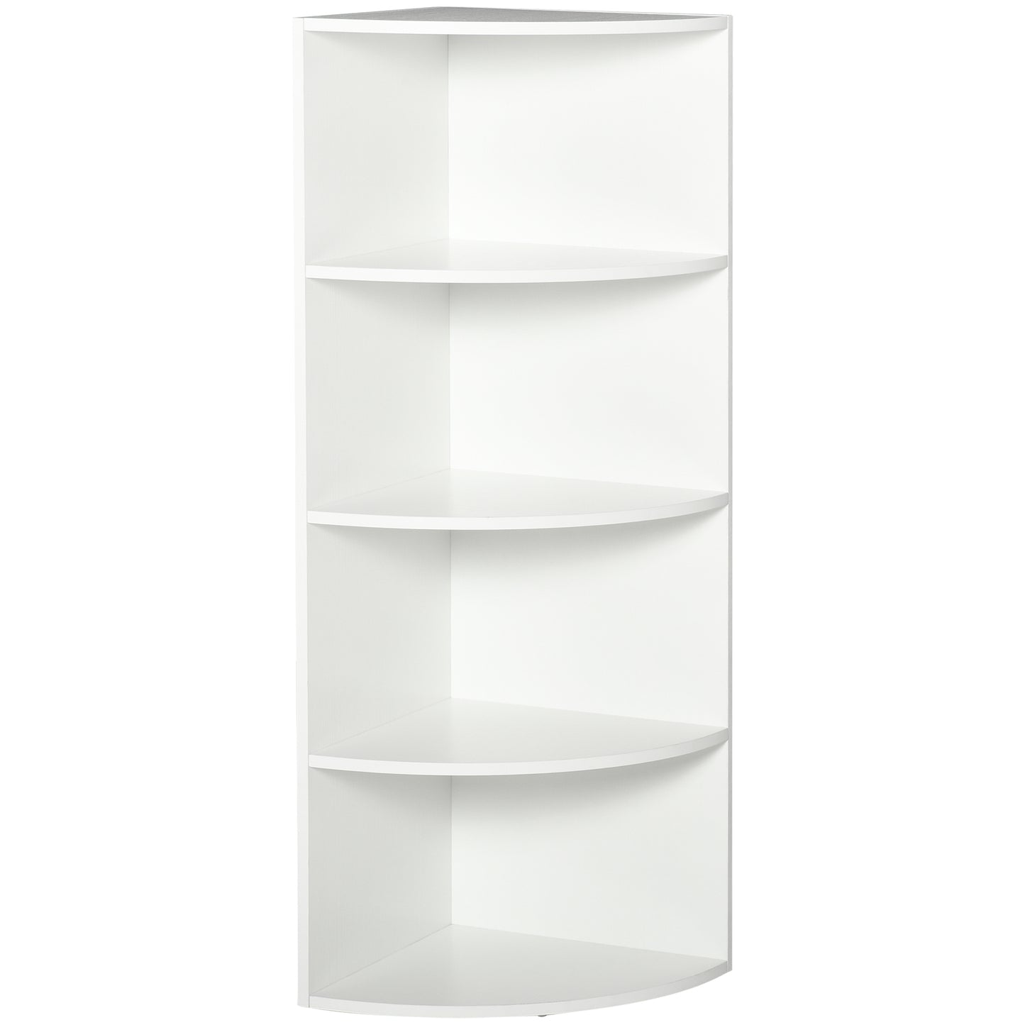 HOMCOM 4-Tier Corner Bookshelf, 39.5Lx39.5Wx120H cm-White
