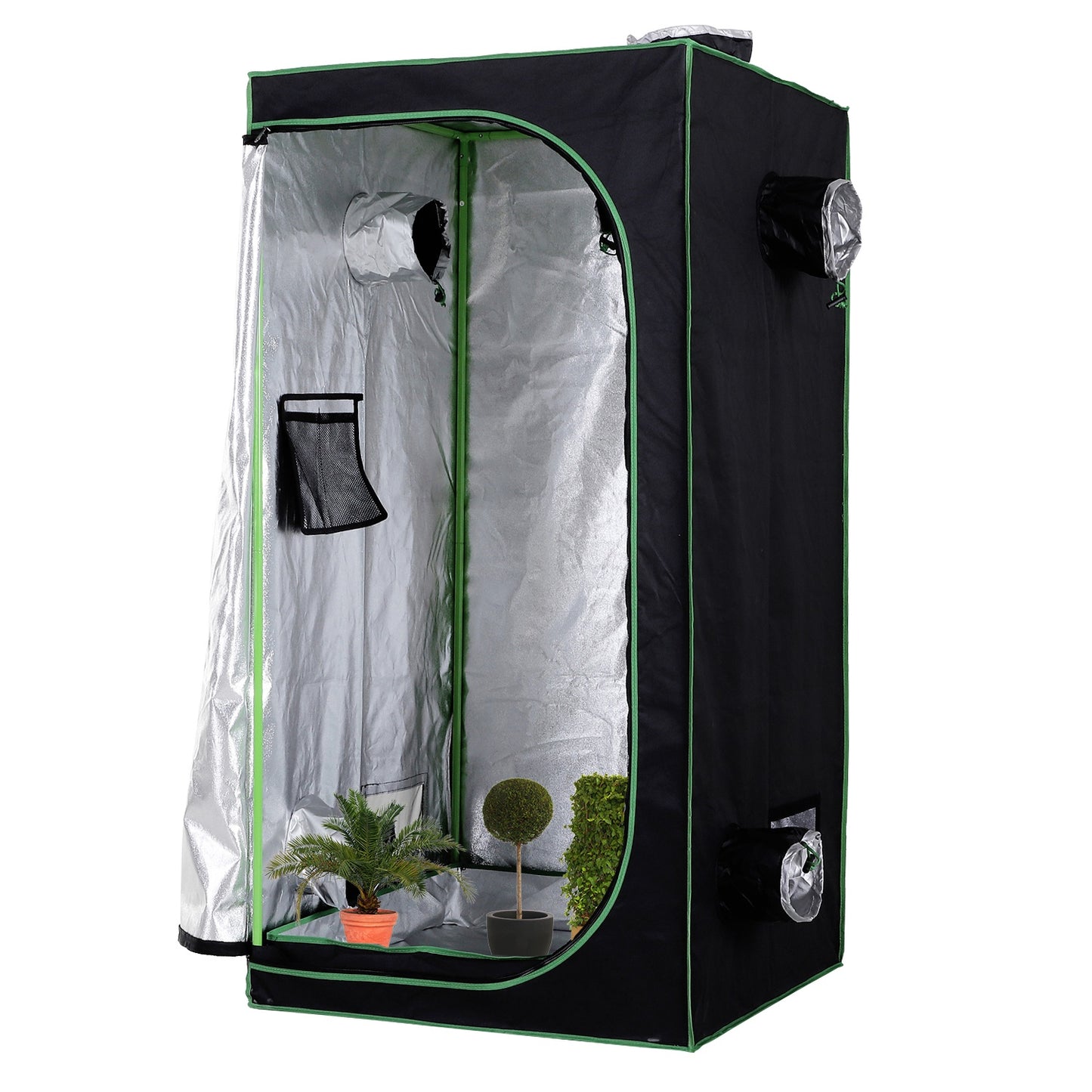 Outsunny Hydroponic Plant Grow Tent, 80L x 80W x 160Hcm-Black/Green