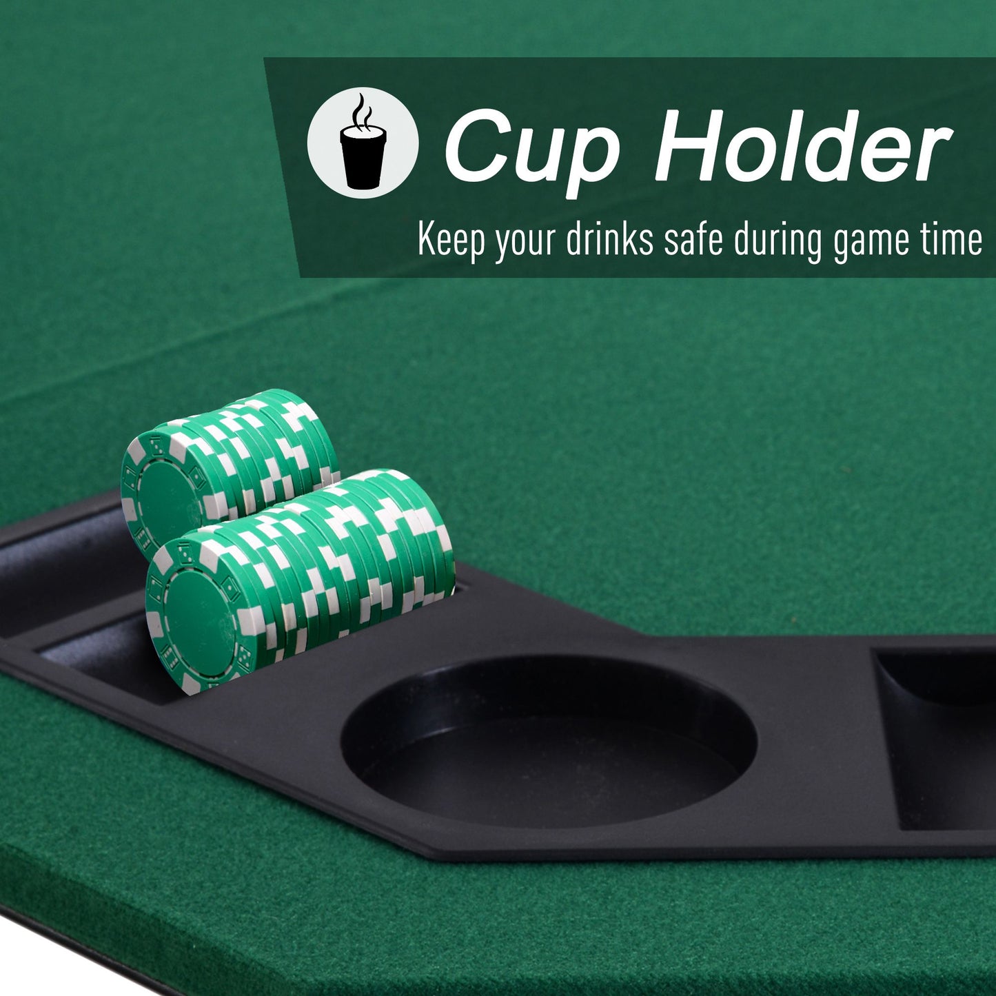 HOMCOM 1.2m/48Inch Foldable Poker Table Casino Chip Trays W/ Carrying Bag