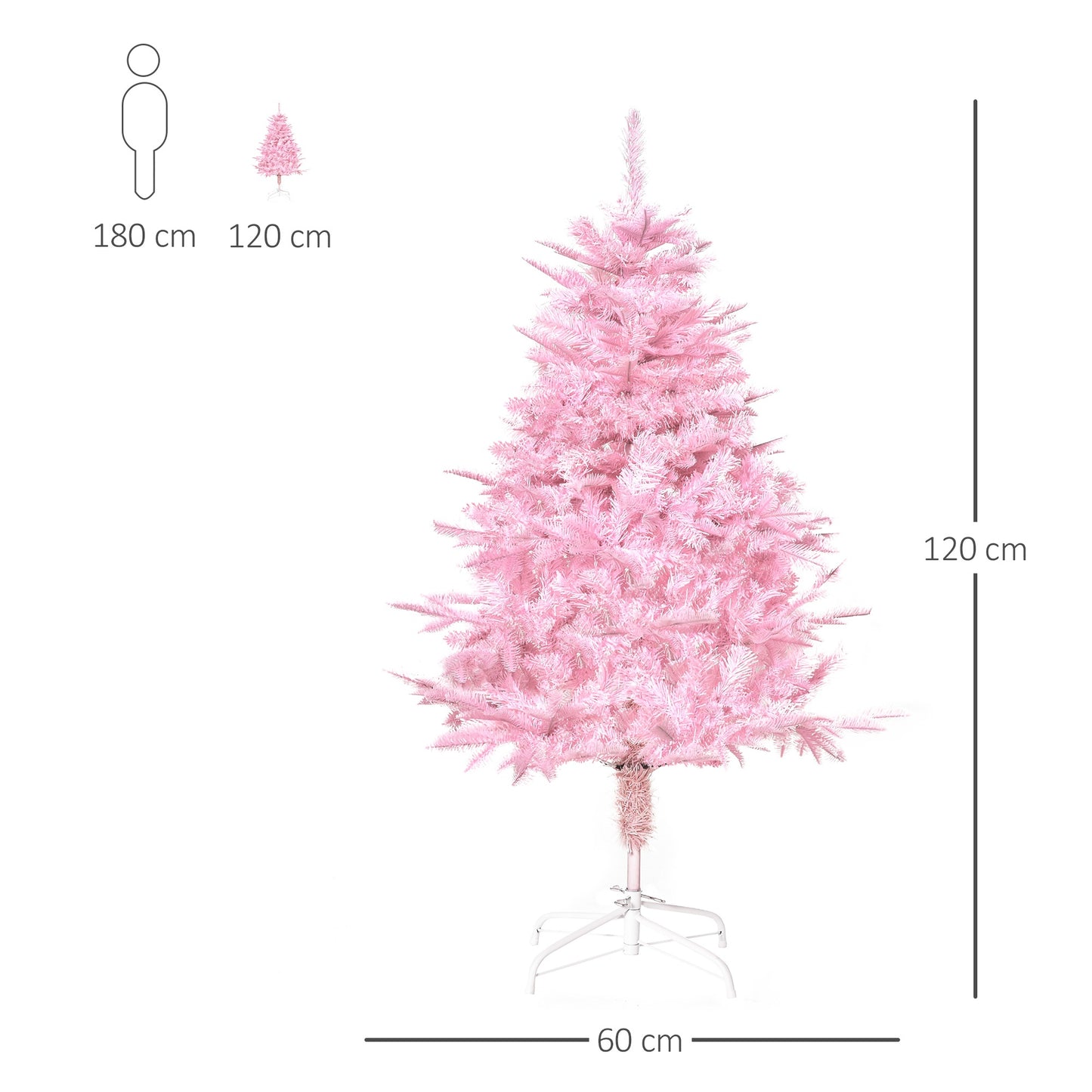 HOMCOM 4FT Pop-up Artificial Christmas Tree Xmas Holiday Tree Decoration Party Pink