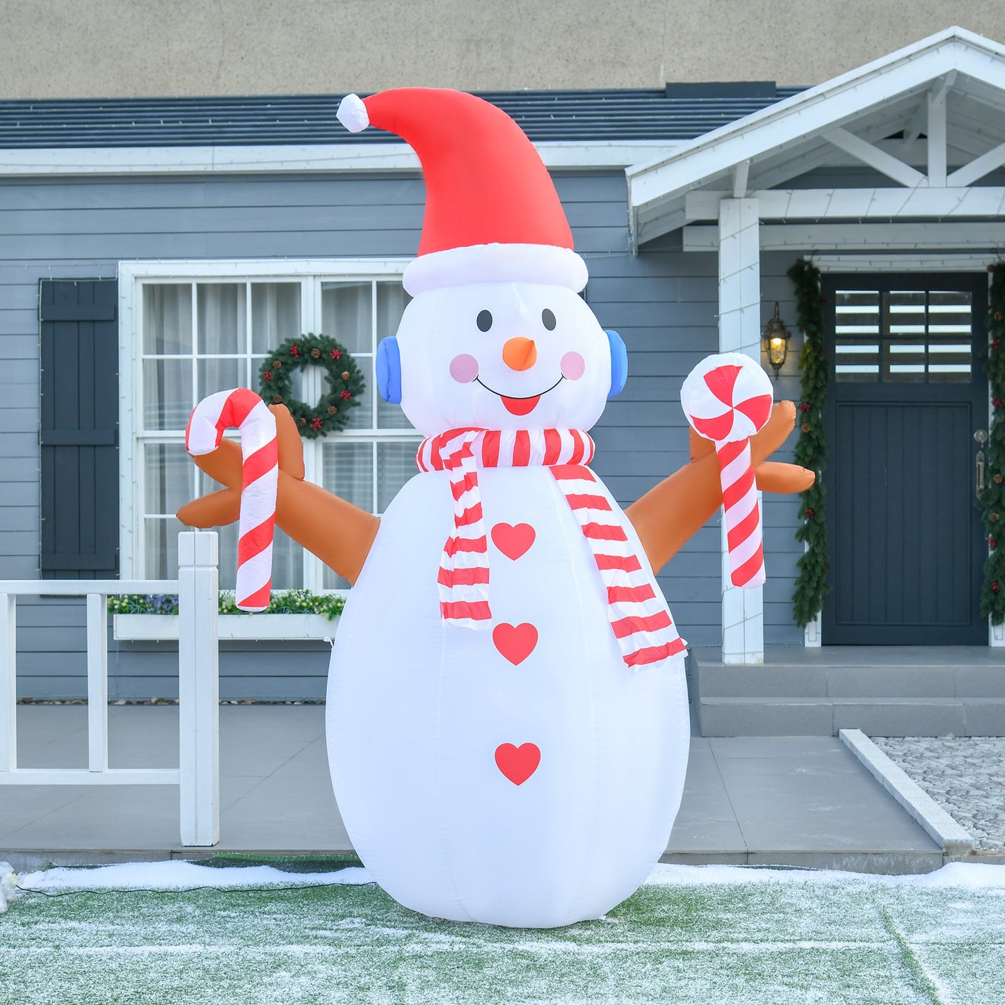 HOMCOM Christmas Inflatable Snowman, Rotating Lighted Home Yard Novelty Decoration