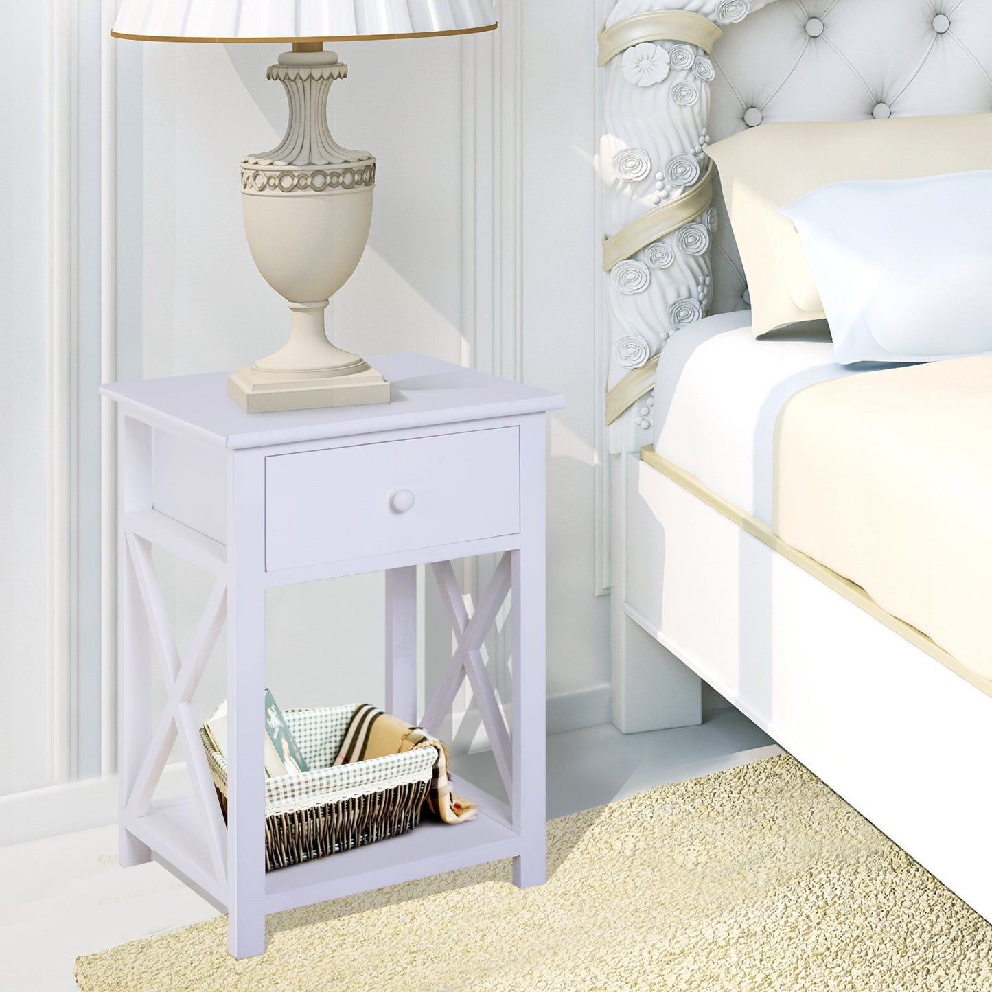 HOMCOM 40Lx30Wx55H cm End Table-White