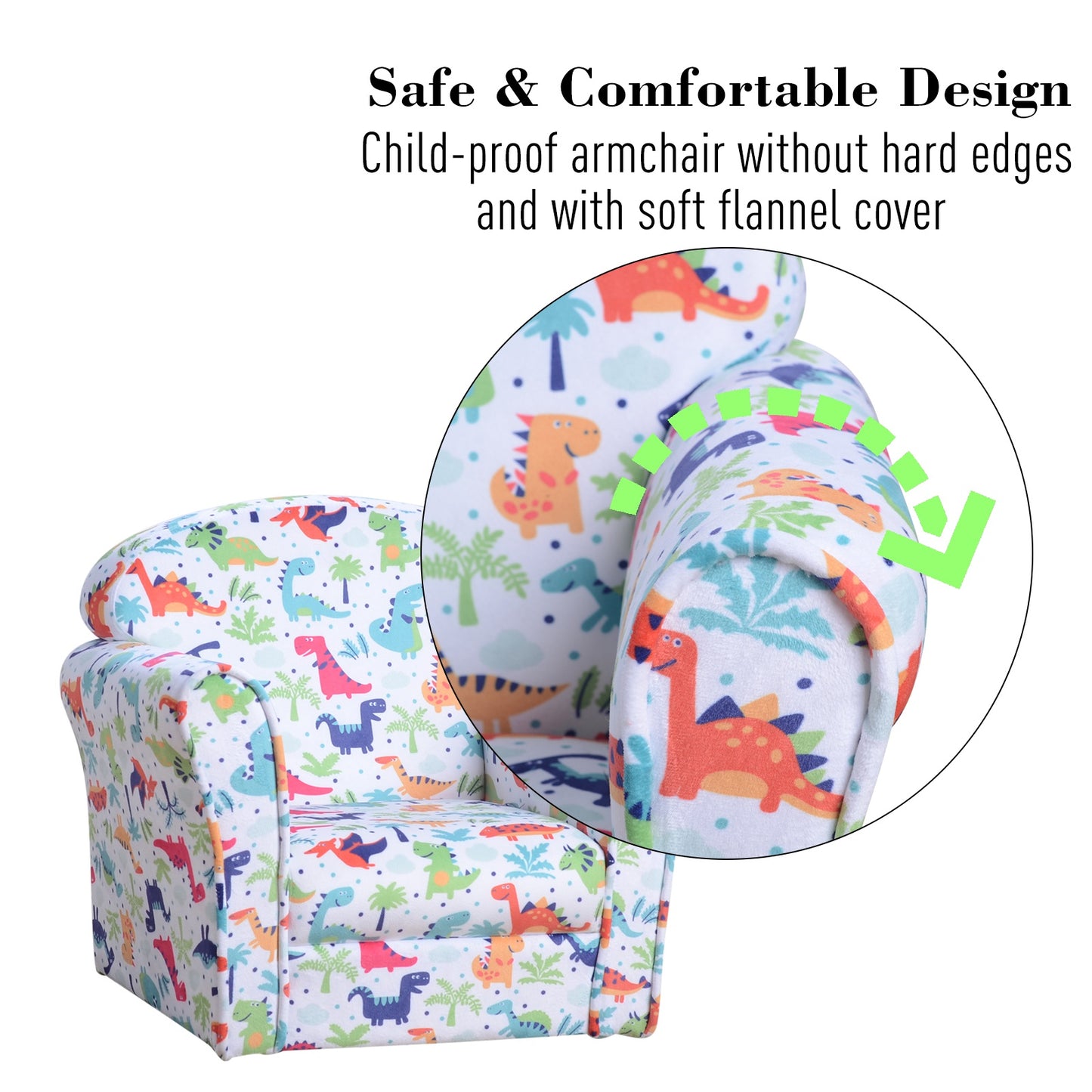 HOMCOM Children's Armchair Kids Mini Sofa, 50Lx39Wx44Hcm-Multi-colour
