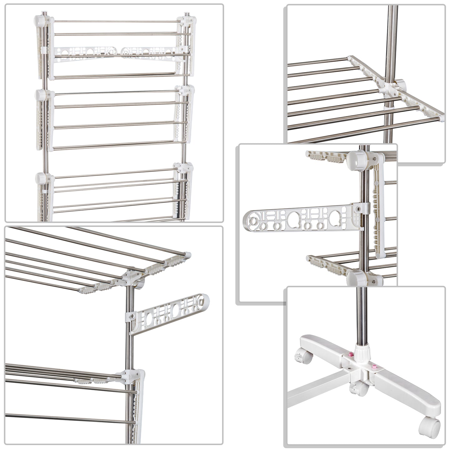 HOMCOM 4 Layers Folding Cloth Hanger Stand-White/Silver