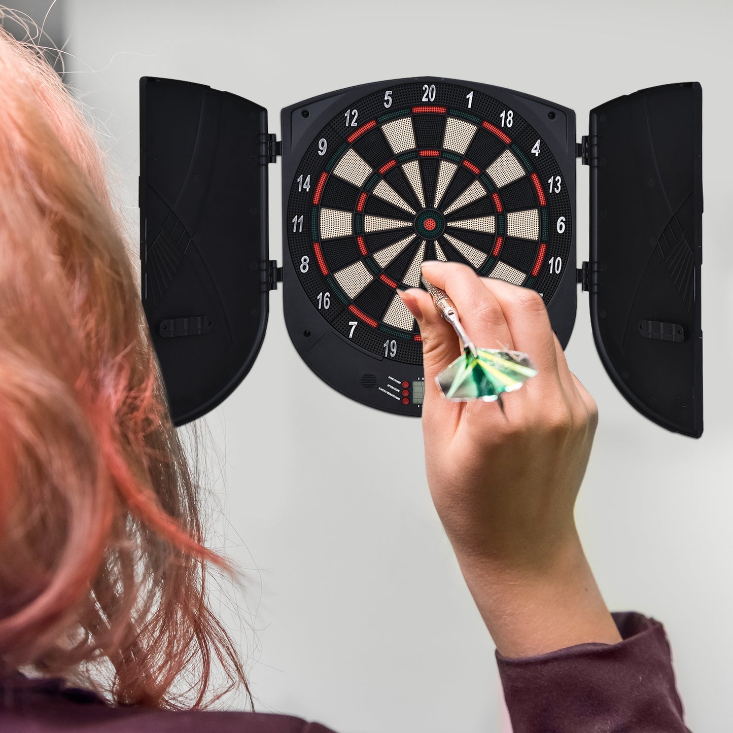 HOMCOM Electronic Dartboard 26 Games, 185 Variations with 6 Darts Cabinet to Stroage