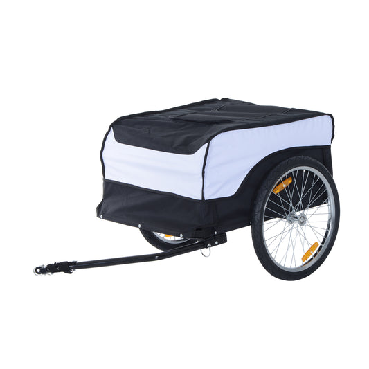 HOMCOM Folding Bicycle Cargo Trailer W/Cover-Black/White
