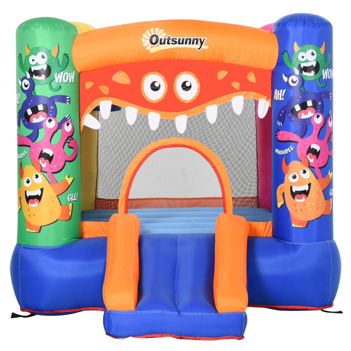 Outsunny Bounce Castle Inflatable Basket Trampoline Slide Monster Design 2.9 x 2 x 1.55m