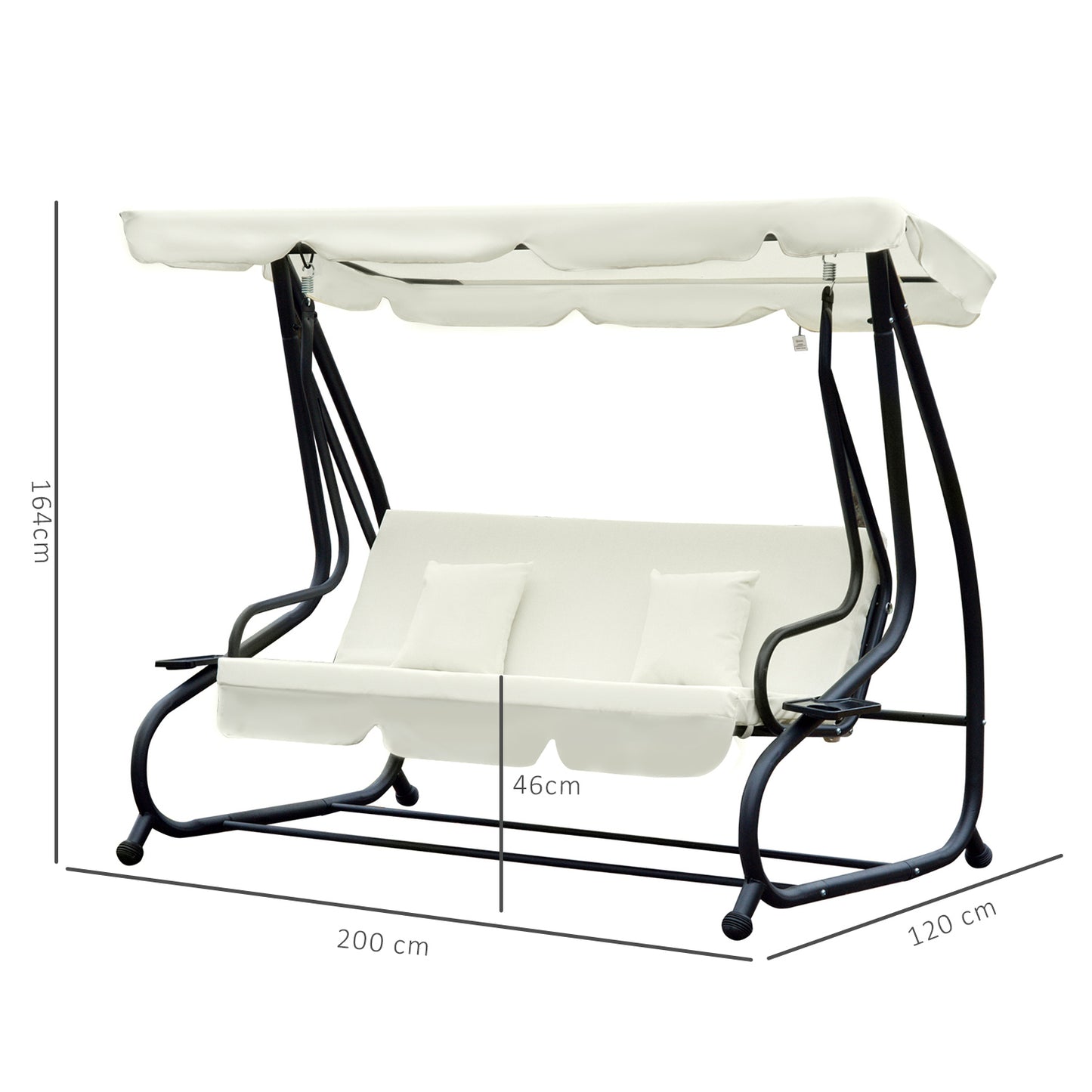 Outsunny 2-in-1 Swing Chair, 200Lx120Wx164H cm-Cream White