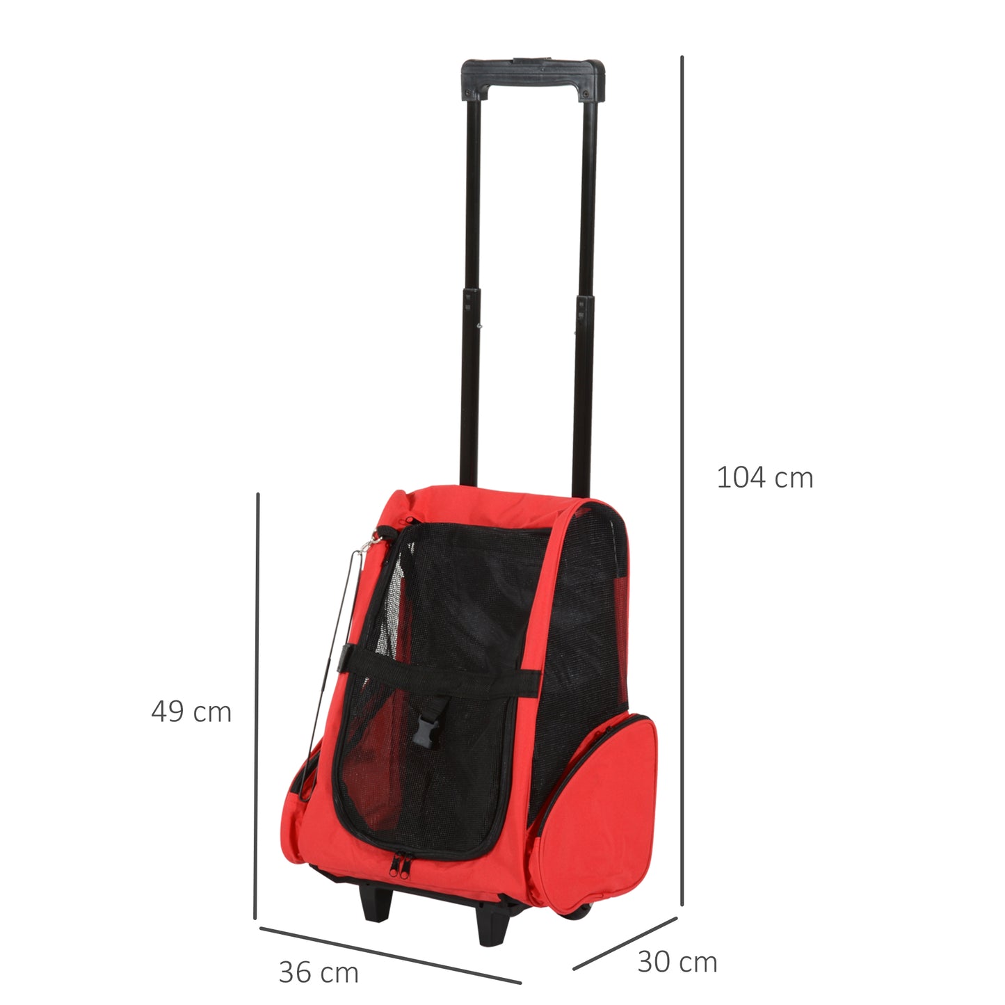 Pawhut Travel Backpack w/ Trolley, Steel Wire Frame-Red