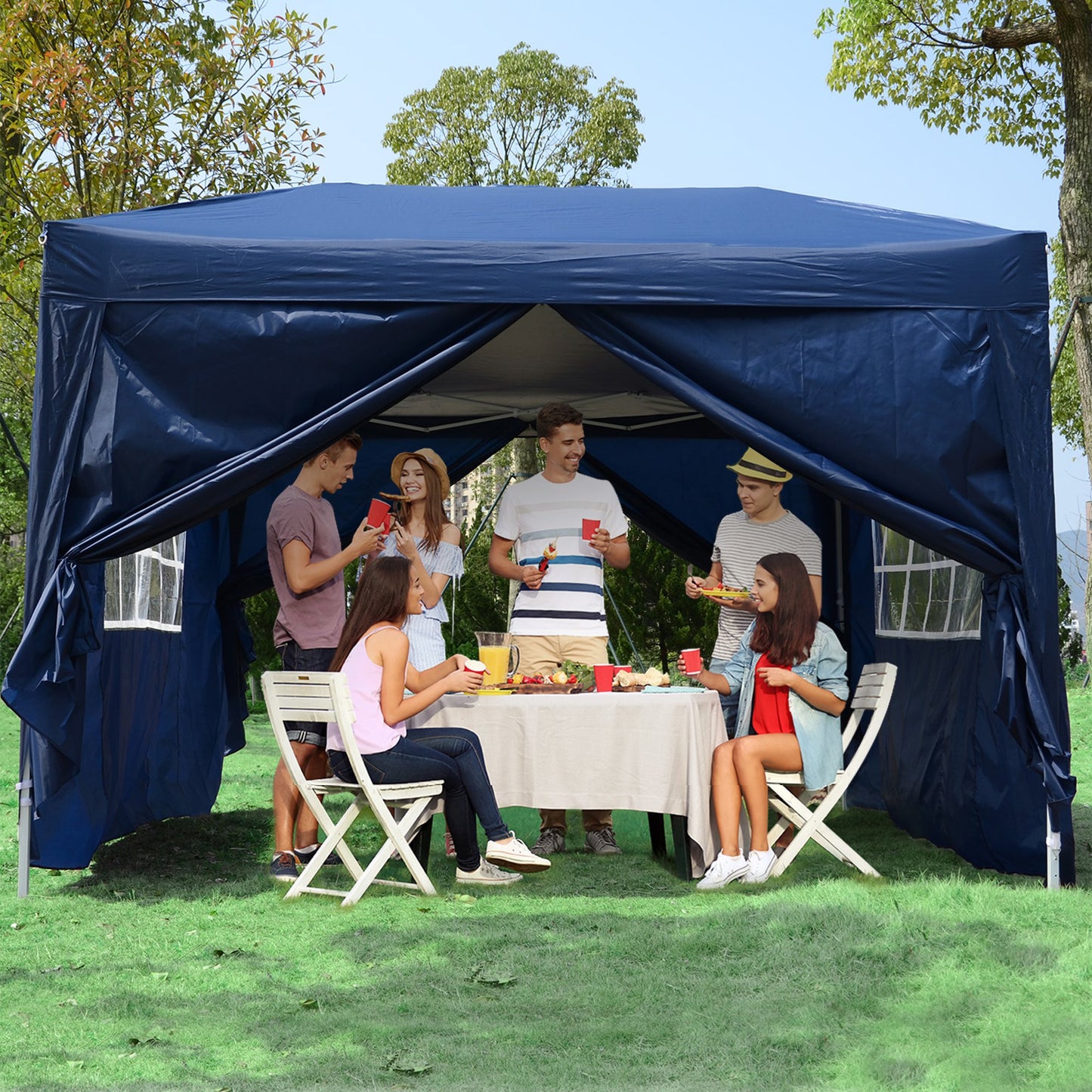 Outsunny Pop-Up Gazebo Marquee, 3x3 m-Blue