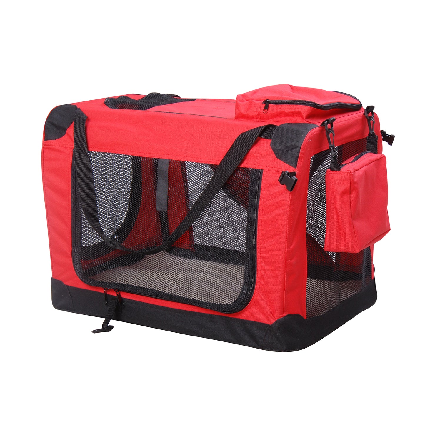 PawHut Small Pets PVC Oxford Cloth Travel Carrier w/ Mesh Windows Red