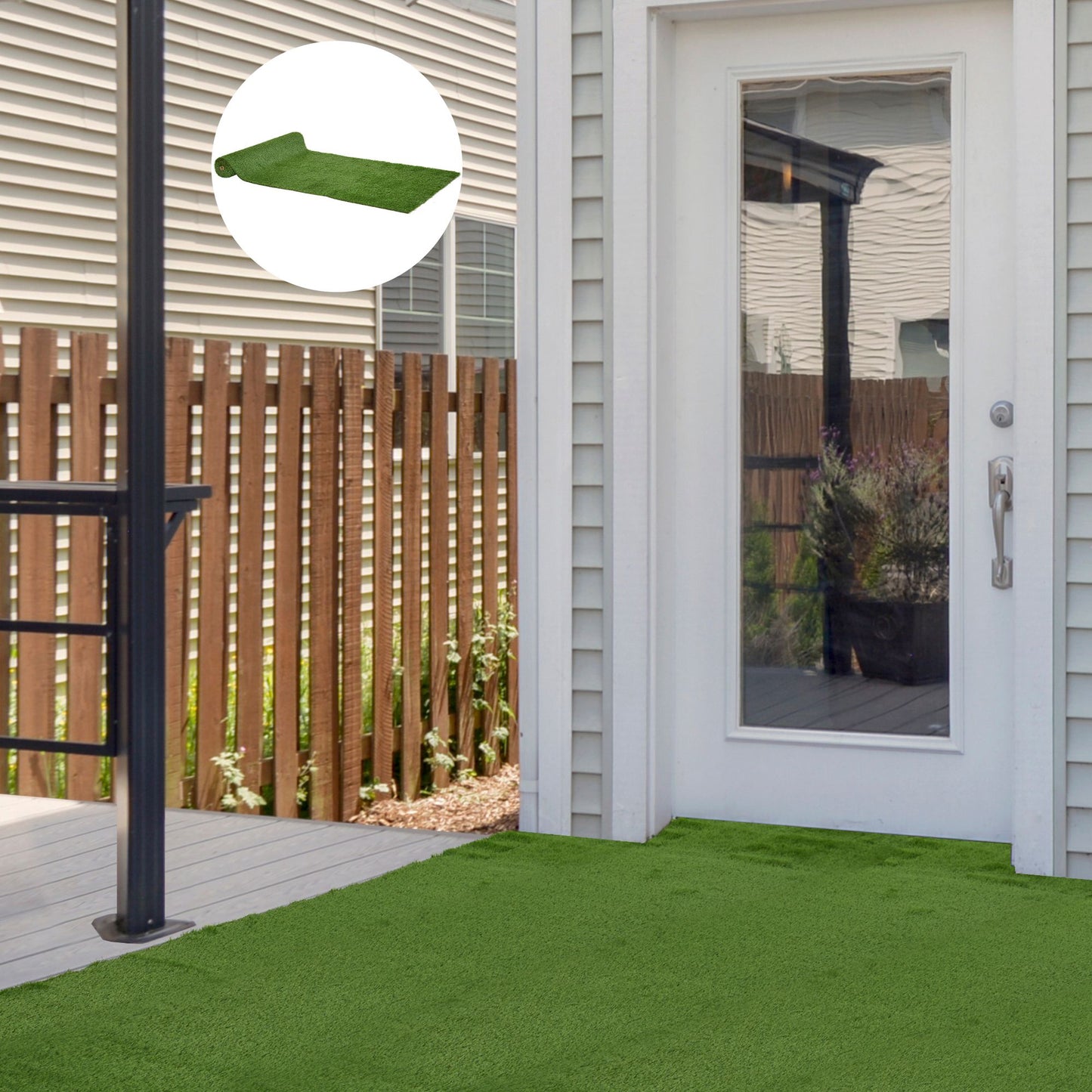 Outsunny 4 x 1m Artificial Grass Turf with 20mm Pile Height Non-toxic Drainage Holes