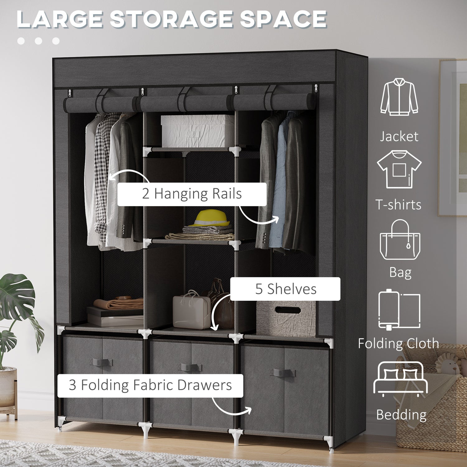 Sunbeam Clothes Rack Non Woven Fabric Closet Sunbeam 7-Tier Portable Wardrobe Closet ...