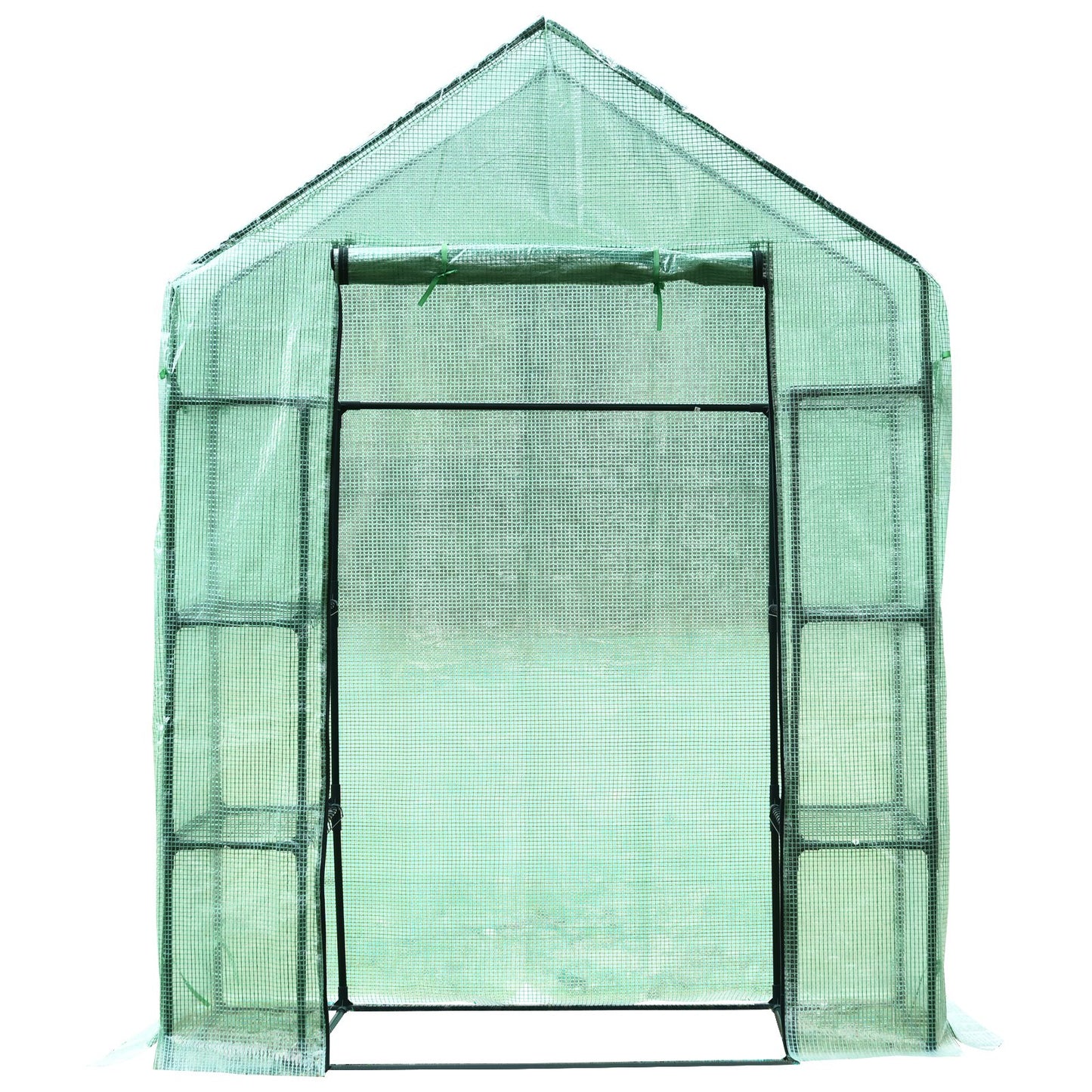 Outsunny Greenhouse W/ Shelves, 143x73x195 cm-Dark Green