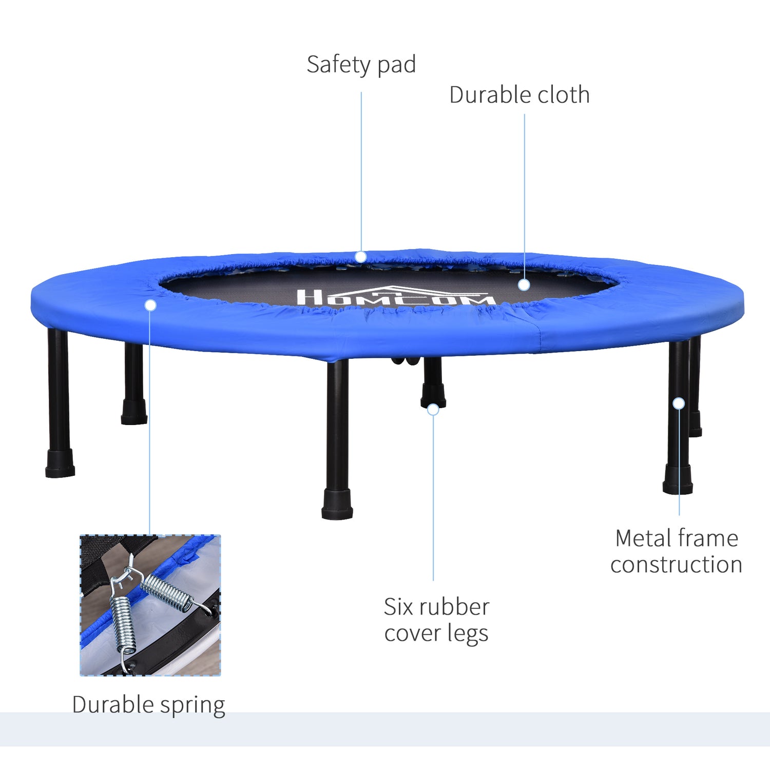 HOMCOM 40'' Foldable Mini Trampoline, Fitness Trampoline