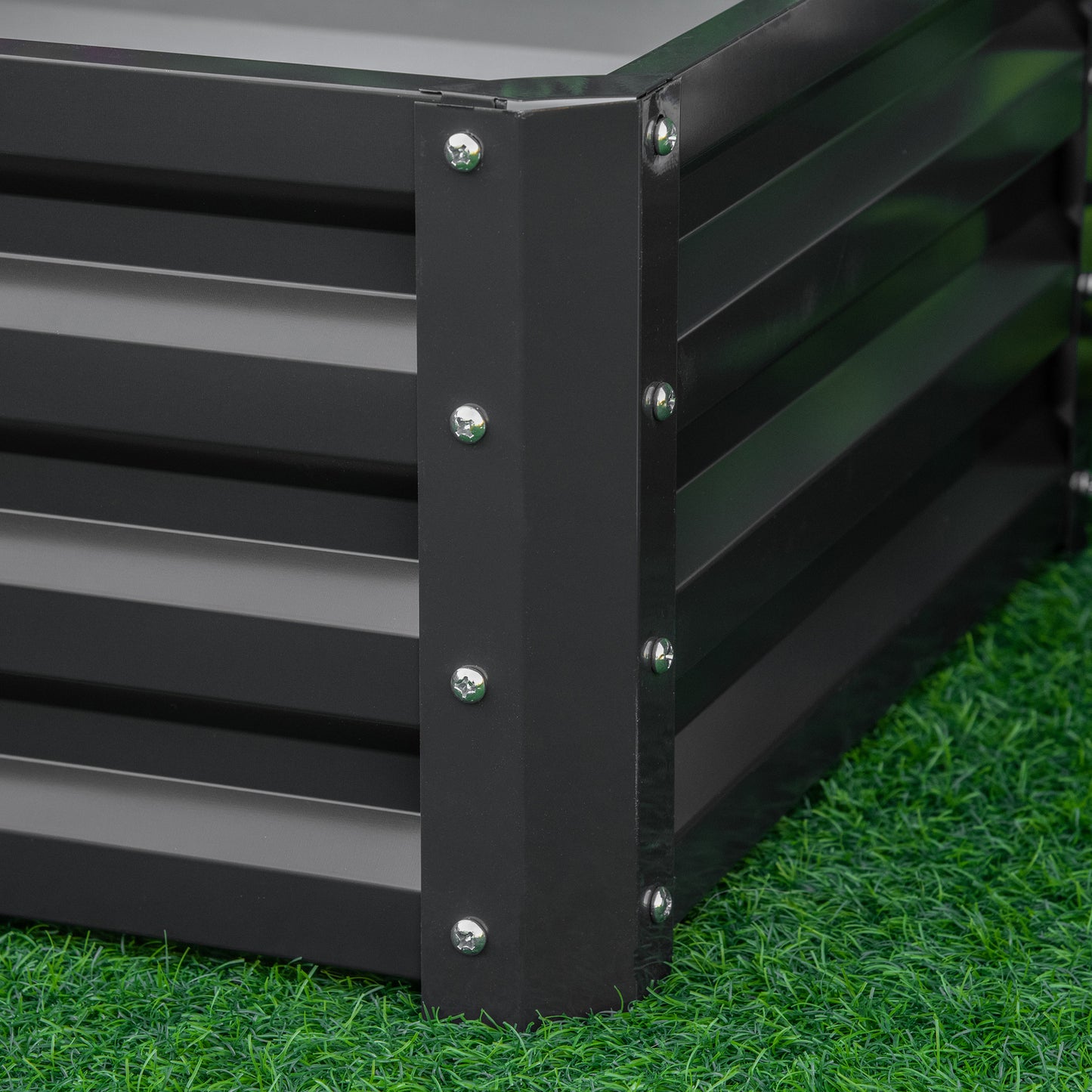 Outsunny Set of 2 Raised Garden Bed Outdoor Elevated Galvanised Planter Box for Flowers Herbs 60x60x30.5cm Grey