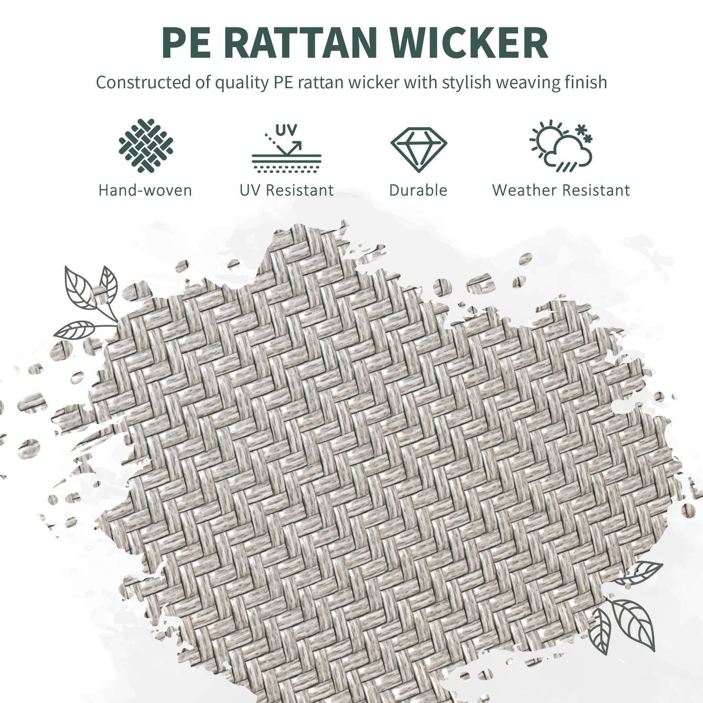 Outsunny Stackable Outdoor Rattan Chairs Set of 4 with Armrests and Backrest, Grey