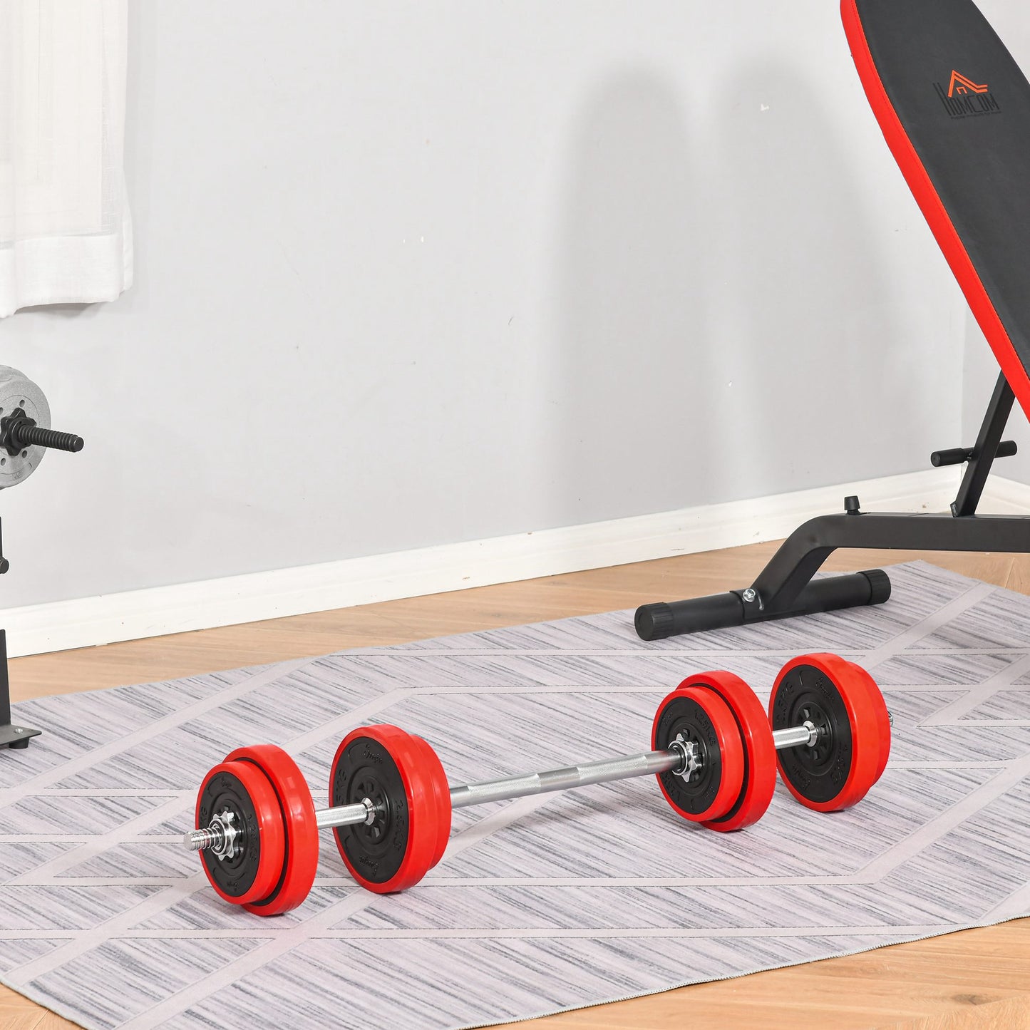 HOMCOM Adjustable 20KGS Barbell & Dumbbell Set Ergonomic Fitness Exercise in Home Gym