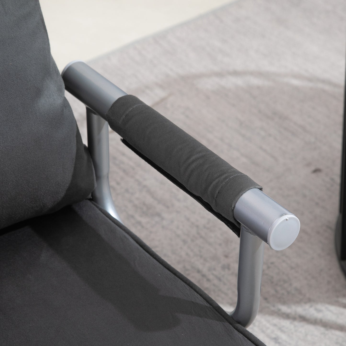 HOMCOM Suede Upholstered 5-Position Single Sofa Bed Grey