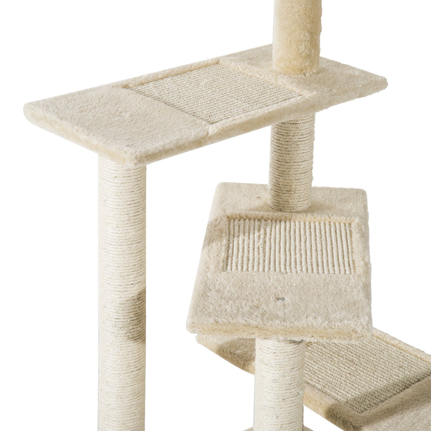 PawHut Cat Tree Scratching Post, 50x50x100 cm-Beige