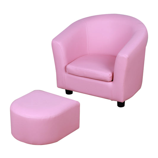 HOMCOM Kids Toddler Sofa Children's Armchair Footstool with Thick Padding Antiskid Foot Pads 30 x 28 x 21cm Pink