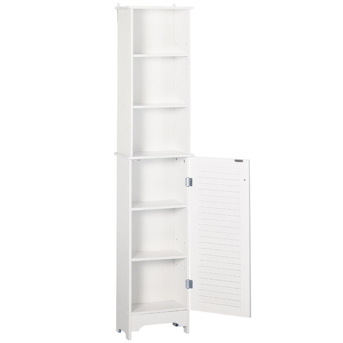 HOMCOM Freestanding 6-Tier Tall Bathroom Storage Cabinet White