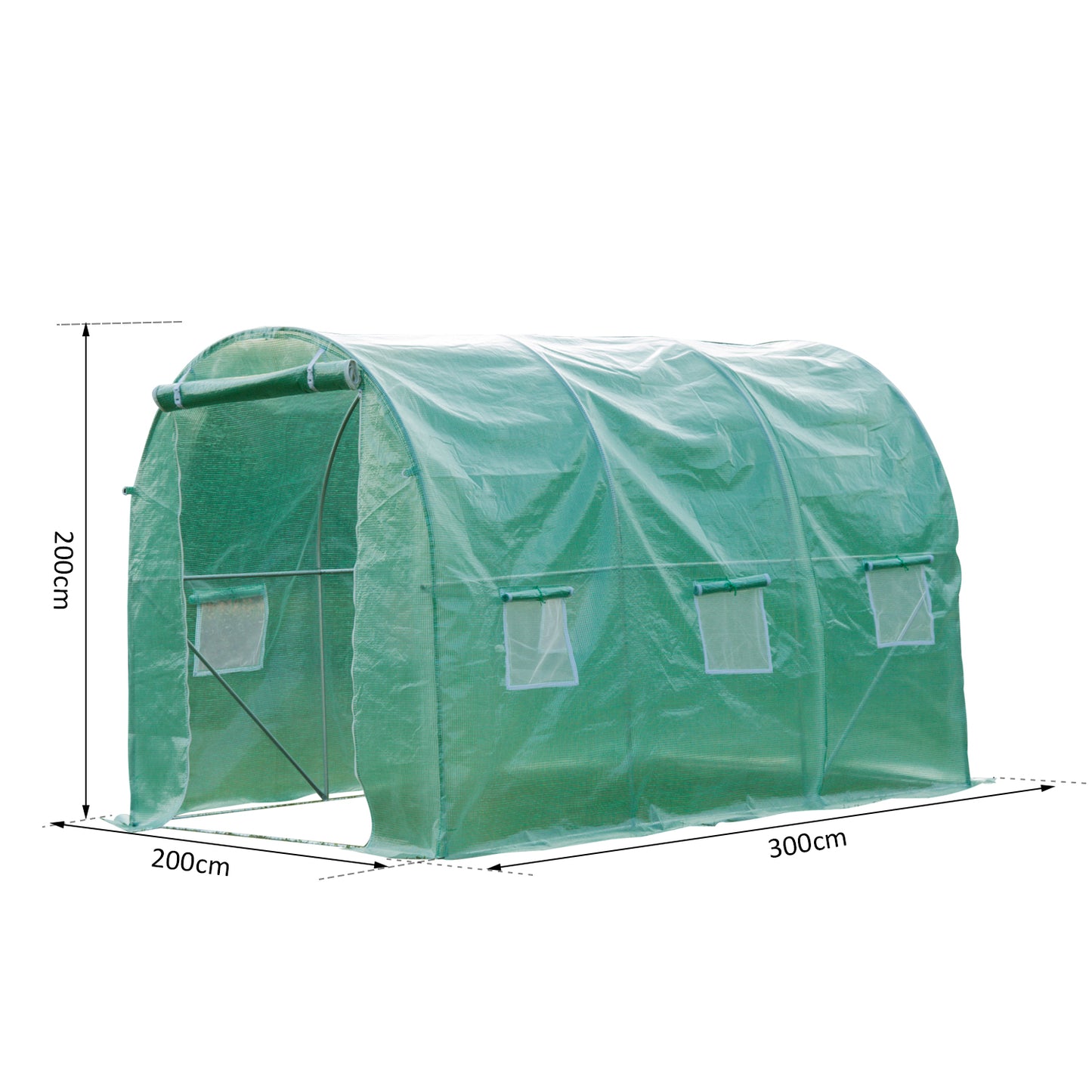 Outsunny 3x2 m Polytunnel Walk-in Greenhouse with Zip Door and Windows ...