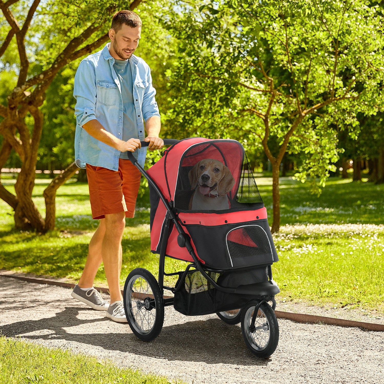 jeep rubicon jogging pet stroller PawHut Pet Stroller Jogger for Medium, Small Dogs, Foldable Cat Pram D – mhstar.co.uk
