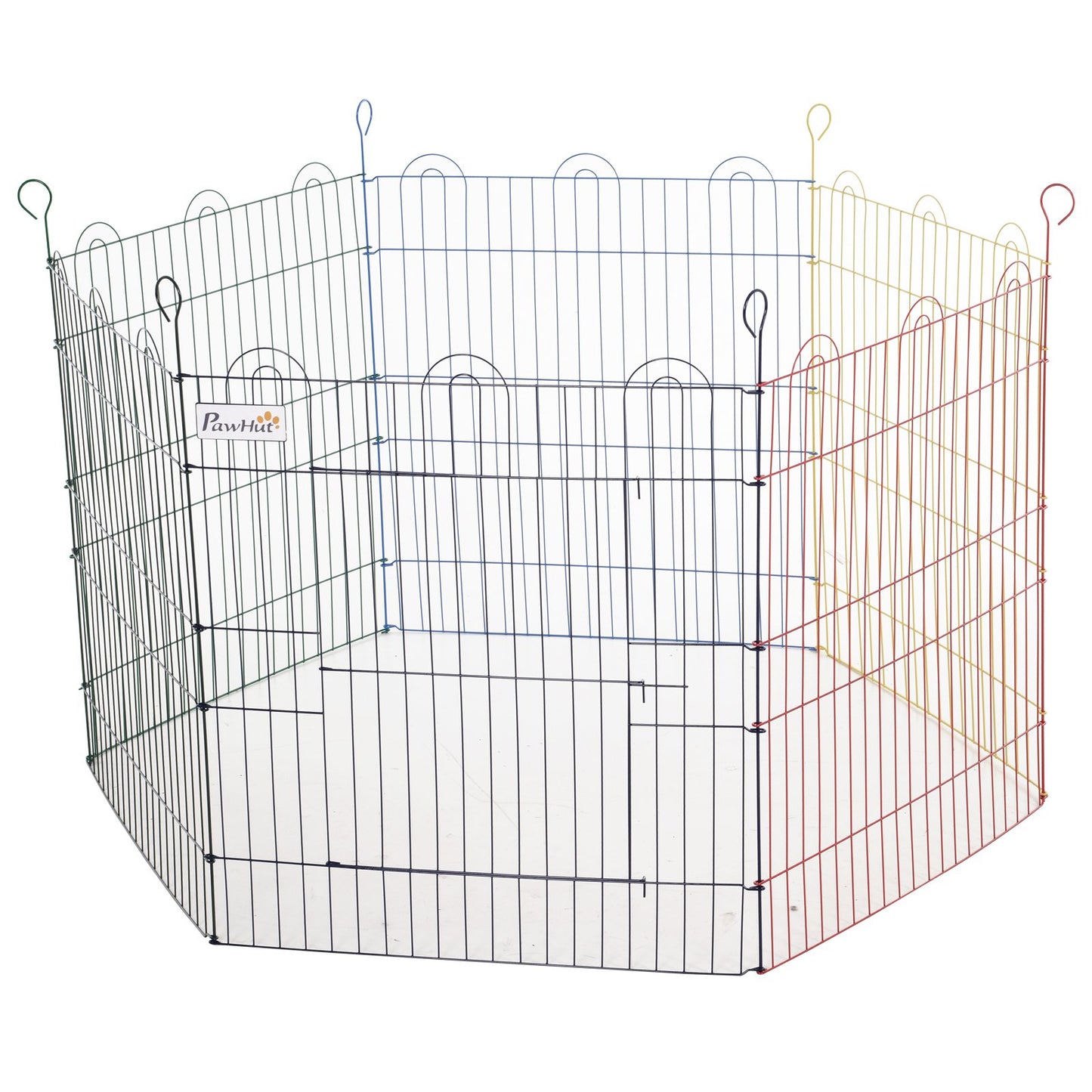 PawHut Foldable Pet Playpen Puppy Pen w/ Door Metal Indoor & Outdoor