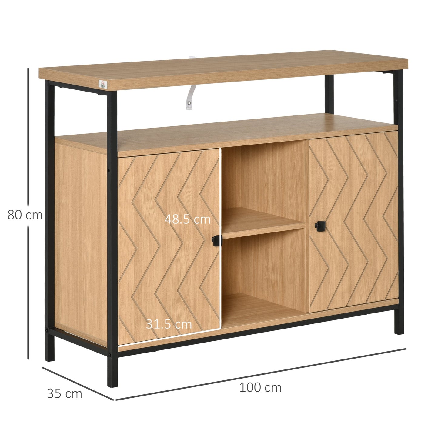 HOMCOM Sideboard Storage Cabinet Cupboard with Doors & Adjustable Shelves Dining Room