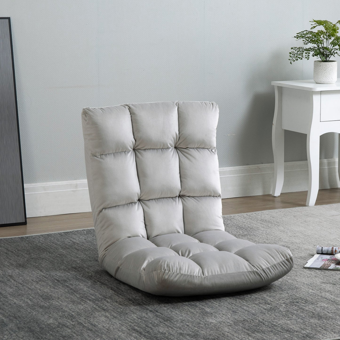 HOMCOM Lazy Floor Chair Adjustable Gaming- Grey