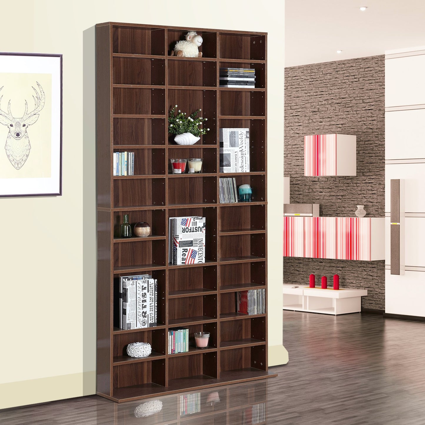 HOMCOM Adjustable Shelving Unit-Brown