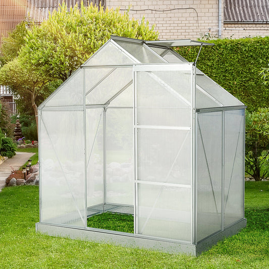 Outsunny 4x6ft Walk-In Polycarbonate Greenhouse w/ Window Clear