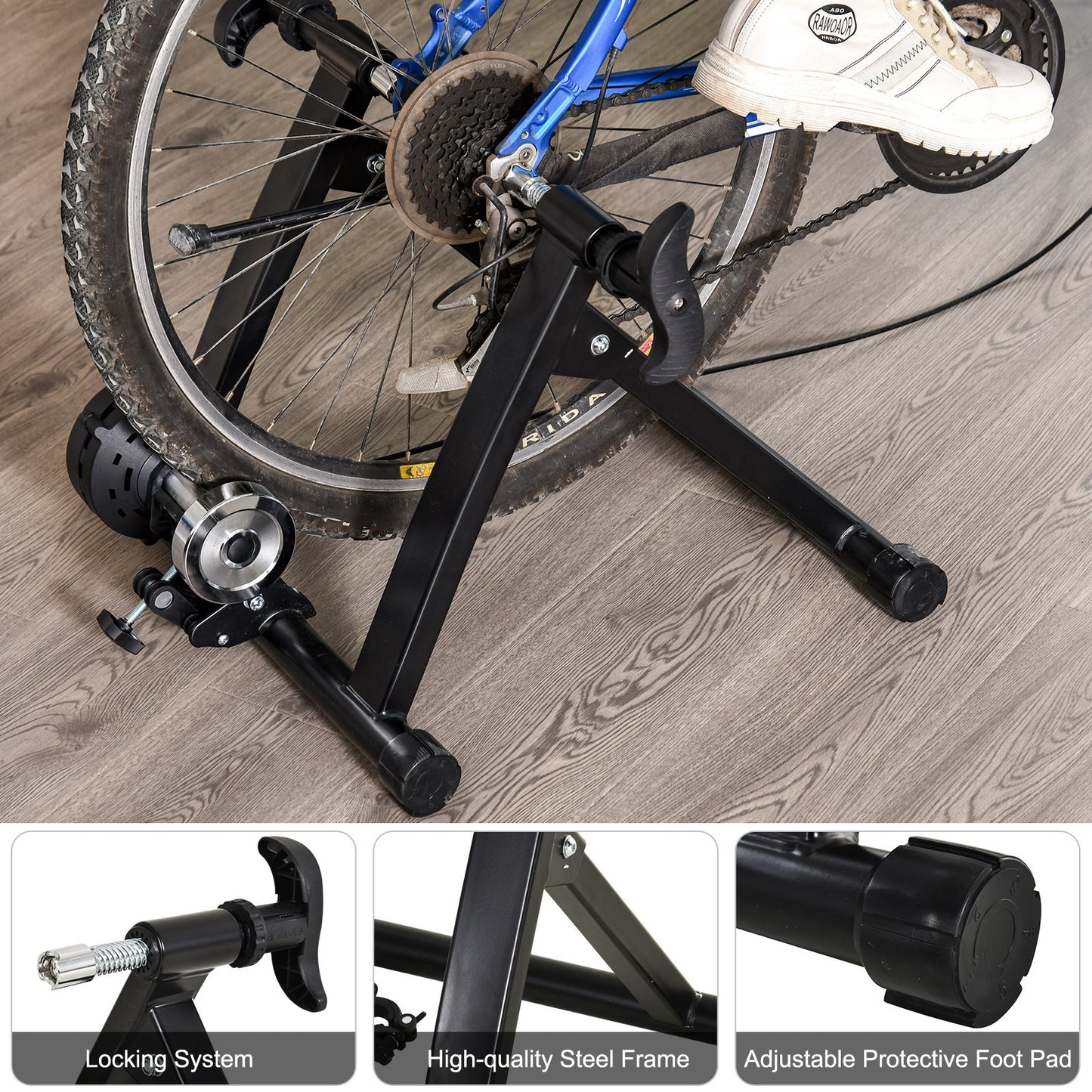 HOMCOM Stationary Black Indoor Exercise Bike 8 Speed Magnetic Resistance Bicycle Trainer