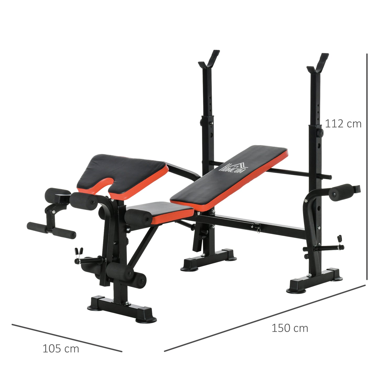 HOMCOM 59" Multi-Function Adjustable Weight Training Bench Gym Fitness Lifting Bench