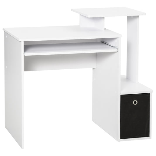 HOMCOM Particle Board Multi-Tier Computer Desk White